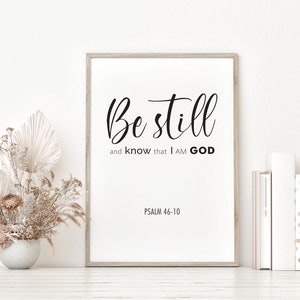 PSALM 46-10 NIV, Bible Verse Wall Art, Scripture Quote Printable Wall Art
