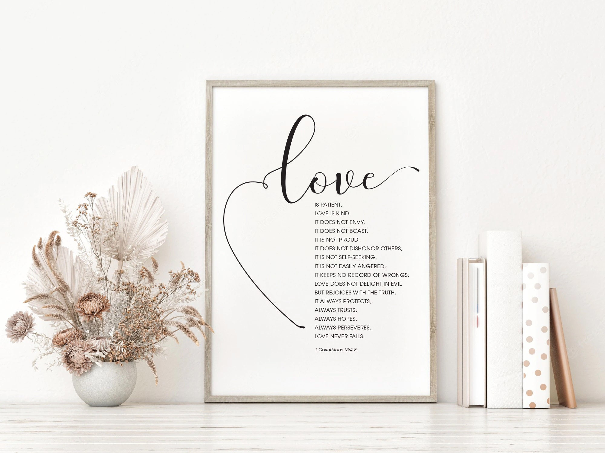 Love is Patient, 1 Corinthians 13:4-8 NIV, Bible Verse Wall Art