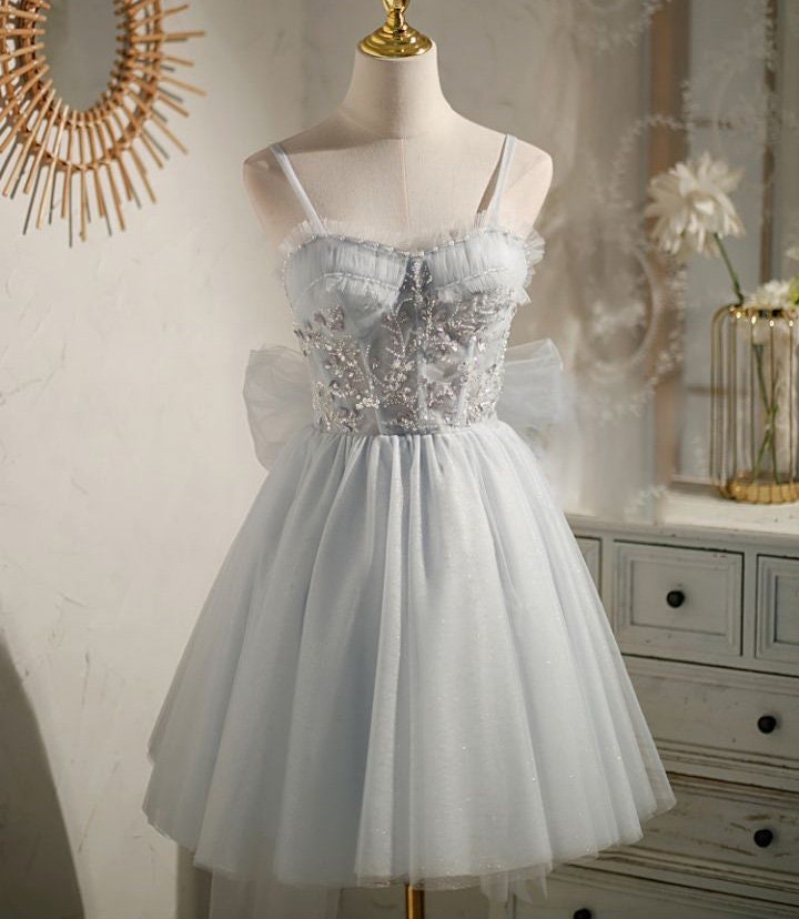Silver formal dresses short clearance
