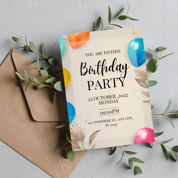 Birthday Party Invitation Digital Birthday Party Invite Birthday Template Editable Template Instant Download Invitation Cards Invites Etsy