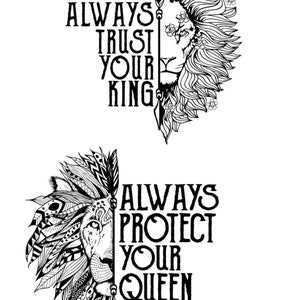 Faites confiance à votre roi - Protégez votre reine SVG & PNG Fichier Téléchargement instantané, Couples Chemises Designs Fichier coupé pour Cricut, Couples mignons Fichiers de conception