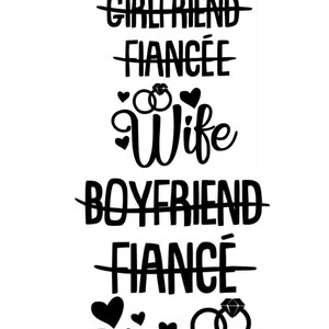 Namorada, noiva, esposa → Namorado, noivo, marido Download instantâneo de arquivo SVG e PNG, arquivo de corte de arquivo de design de camisas de casais para Cricut