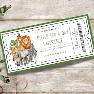 Keeper For a Day  Experience Gift Voucher | Custom Animal Experience | Personalised Zoo Ticket | Animal lover Keepsake