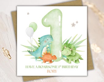 Personalised Dinosaur 1st Birthday card - Dino Birthday - Cards for Boys - Son - Grandson - Nephew