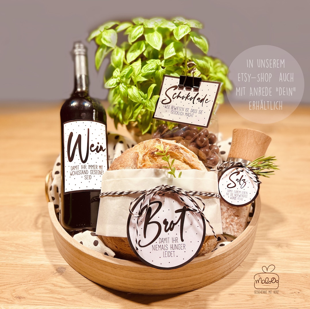 Sprüche Brot Und Salz Zum Einzug Verpacken Einweihungsgeschenk Brot Salz Etiketten DOWNLOAD | Geschenk Einzug