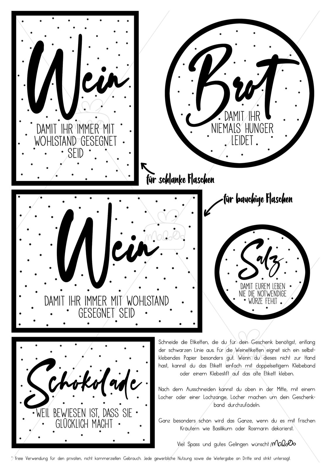 Einweihungsgeschenk Brot Salz Etiketten DOWNLOAD Geschenk Etsy