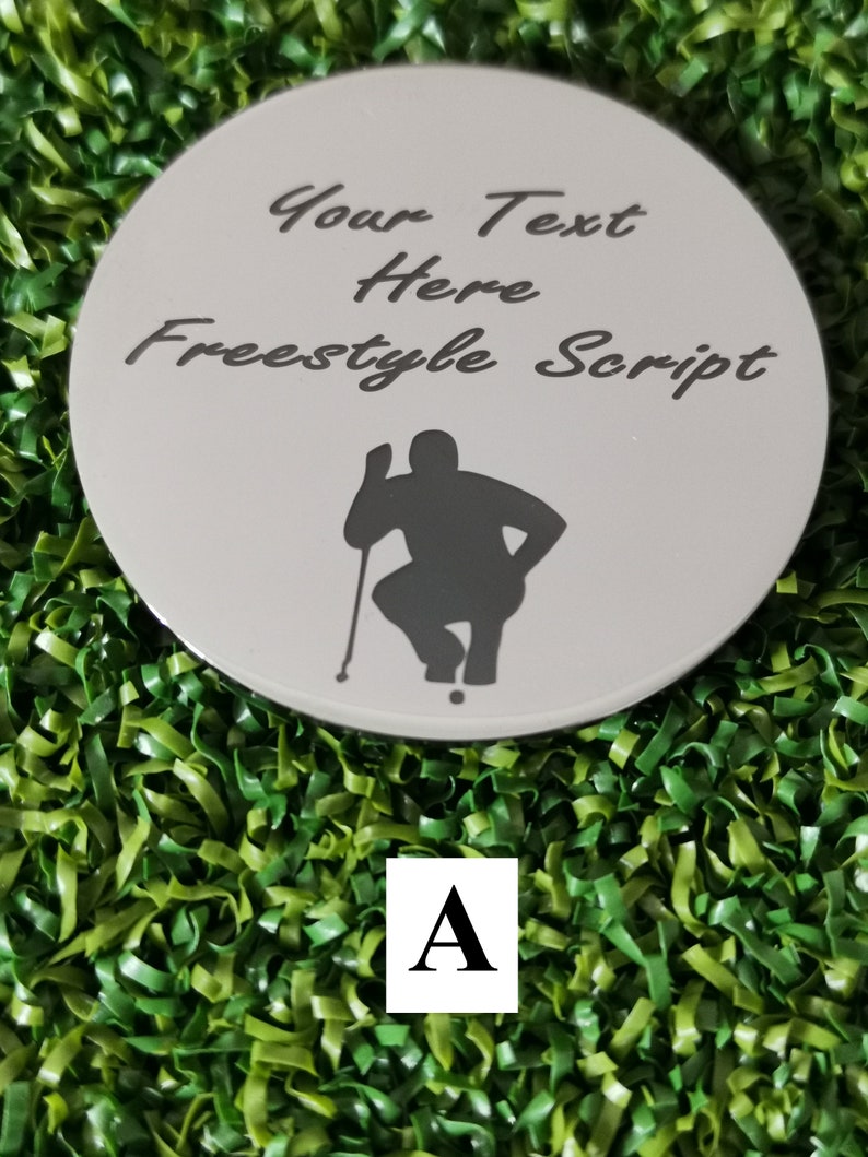 Personalised Golf Ball Marker. Laser Etched, Polished Stainless Steel
