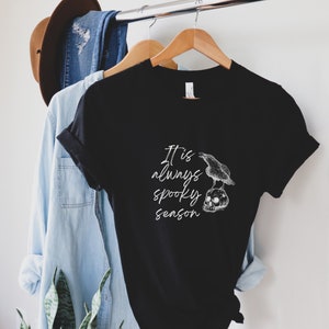 Spooky Season Tshirt, Halloween Shirt, Raven Shirt, Skull Shirt, Halloween Graphic Tshirt, Spooky Skull Shirt, Fall Gift