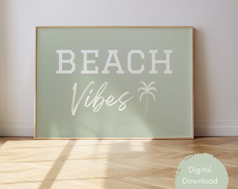 Beachy Wall Art Boys Sage Bedroom Printable Surfer Gift Coastal Art Surf Poster Ocean Nursery Decor Beach House Print Tropical Palm Tree