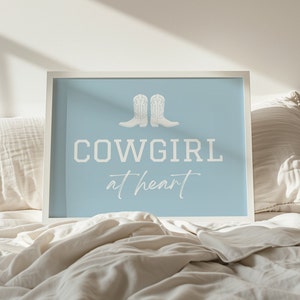 Coastal Cowgirl Print Cowgirl Boots Wall Art Aesthetic Cowgirl Decor Western Art Blue Preppy Dorm Room Essentials Southern Girl Yeehaw Cute