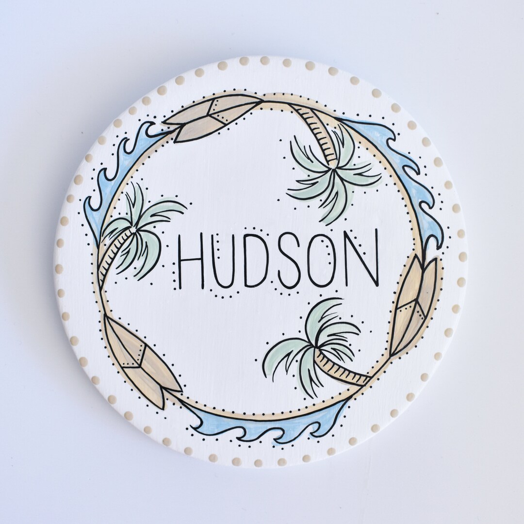 Personalised Ocean Surf Name Sign Tile Kids Wall Hanging Etsy