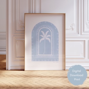 Boho Beach House Digital Print Palm Springs Wall Art Coastal Cowgirl Poster Ocean Blue Color Palette Surf Bedroom Nursery Decor Dorm Room