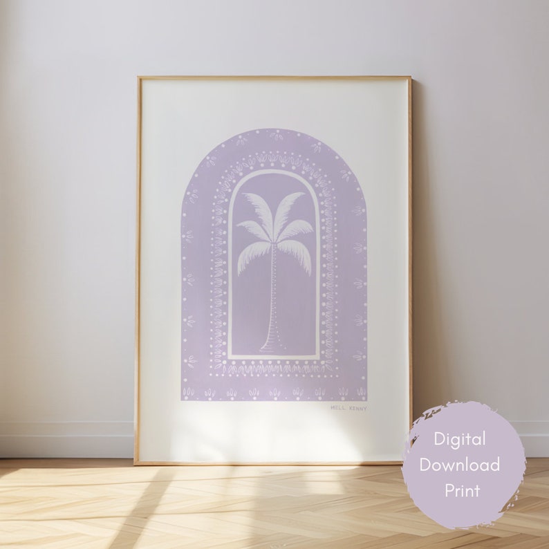 Purple Wall Art Girls Bedroom Print Palm Springs Artwork Violet Girly