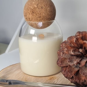 Vela moderna - Vela única - Vela superior de corcho - Mecha de madera - Vela de soja de coco - Velas Eirys