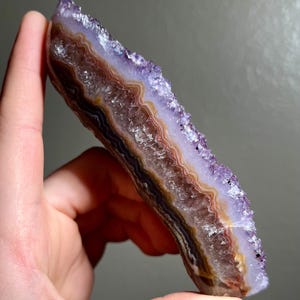 Colorful Druzy Amethyst Crystal Freeform with Banding from Uruguay (Stand Included)