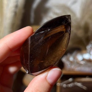 Dark Smoky Quartz Flame - Polished Natural Crystal Point from Minas Gerais, Brazil