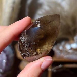 Phantom Smoky Quartz Flame - Polished Natural Crystal Point from Minas Gerais, Brazil