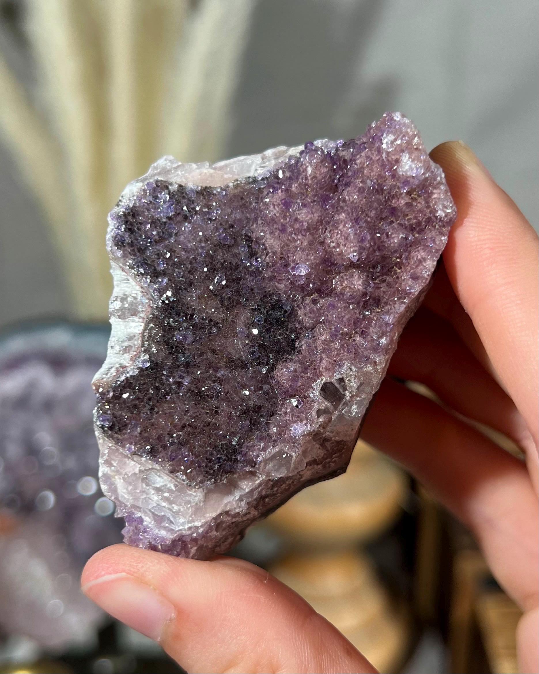 ウルグアイ産、ブルーアゲート入り、バイカラーブラックピンクドゥルー