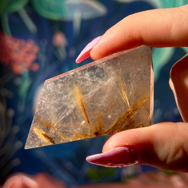 golden rutile quartz crystal gem freeform