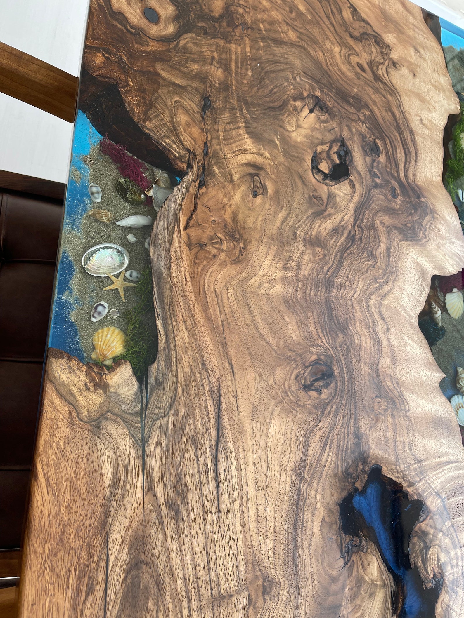 Epoxy Dining Table Walnut Epoxy Resin Table Top Coral Etsy