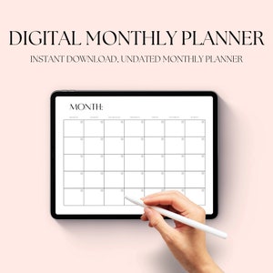 Digital Monthly Calendar Monthly Planner Template Goodnotes Undated iPad Planner Monthly Digital Planner