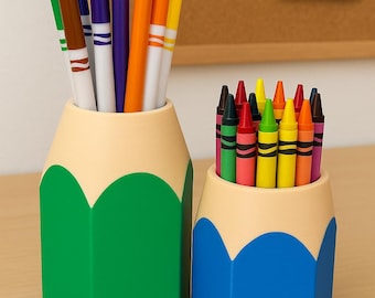 3D Printed Colored Pencil Holder: Teacher Desk Organizer, Custom Colors
