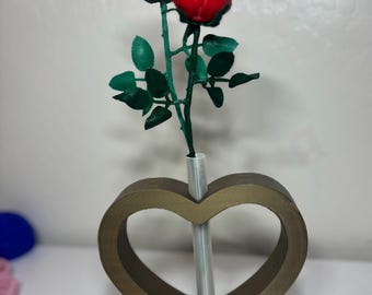 Valentine heart vase with forever rose