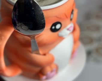 3D Printed Cat Mug – Ice Cream Bowl with Spoon Slots