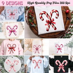 Candy Cane Png, Christmas Png, Candy Cane Clipart Png, Retro Christmas Png, Sublimation Design, Christmas Watercolor, Trendy Clipart