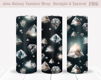 Envoltório de sublimação de copo de diamante, copo magro de 20 onças, envoltório de copo de 20 onças, envoltório de copo png, envoltório de copo 3D, sublimação png, diamantes png