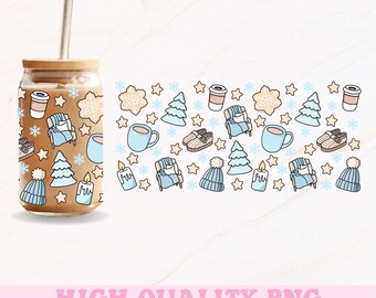 Cozy Winter Glass Can Wrap, 16oz Glass Can Wrap Png, Winter Girl Png, Winter Glass Can Png, Cozy Png, Glass Can Wrap, Glass Can Design