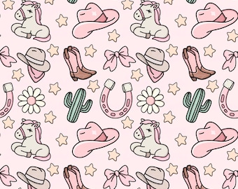 Western Cowgirl Seamless Pattern, Western Seamless Pattern, Repeat Pattern, Seamless Pattern, Cowgirl Png, Sublimation Design, Girly Cowgirl