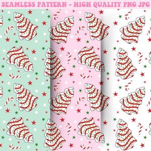 Christmas Tree Cakes Seamless Pattern, Christmas Pattern, Christmas Repeat Pattern, Seamless Pattern, Tree Cake Pattern, Sublimation Design