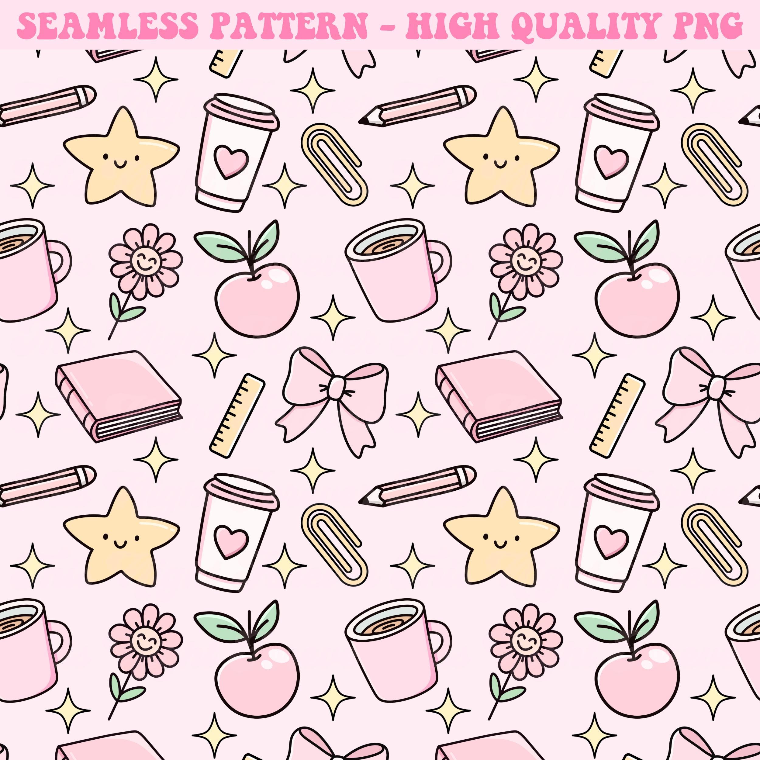 Girly Teacher Seamless Pattern, Teacher Seamless Pattern, Repeat Pattern, Seamless Pattern, School Png, Sublimation Design, School Pattern
