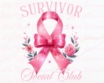 Survivor Social Club Png, Breast Cancer Png, Breast Cancer Awareness Png, Sublimation Design Png, Retro Sublimation Png, Cancer Survivor Png