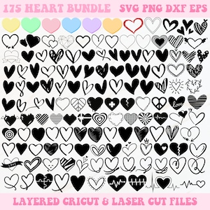 Heart Svg Bundle, Hearts Svg, Valentines SVG Bundle, Heart Clipart, Valentines Day svg, Love Svg, Doodle Heart Svg, Heart Cut File