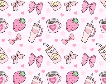 Patrón sin costuras de café femenino, patrón sin costuras PNG, patrón femenino, patrón de café helado, patrón sin costuras PNG, JPG, patrón de café