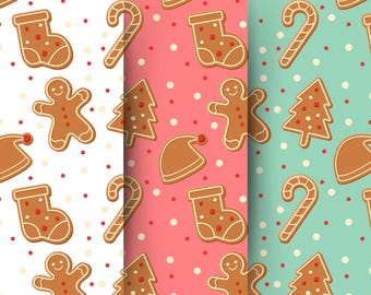Lebkuchen Kekse Musterdesign, Weihnachtsmuster, Weihnachts-Wiederholungsmuster, Nahtloses Muster, Lebkuchenmuster, Sublimationsdesign