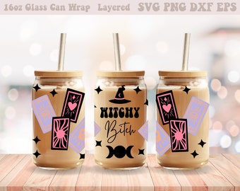 Witchy Witch Glass Can Wrap Svg, Halloween Libbey Wrap Svg, Libbey Glass Wrap, Glass Can Svg, Halloween Svg, 16oz Glass Can Wrap