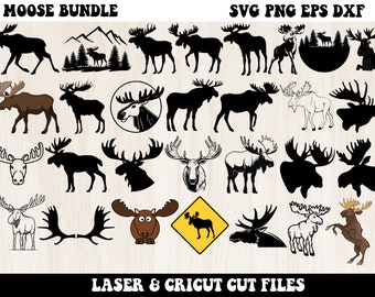 Moose SVG Bundle, Moose Svg, Moose Png, Moose Silhouette, Moose Head Svg, Moose Sign Svg, Moose Scene Svg, Nature Svg, Animal Svg, Svg File
