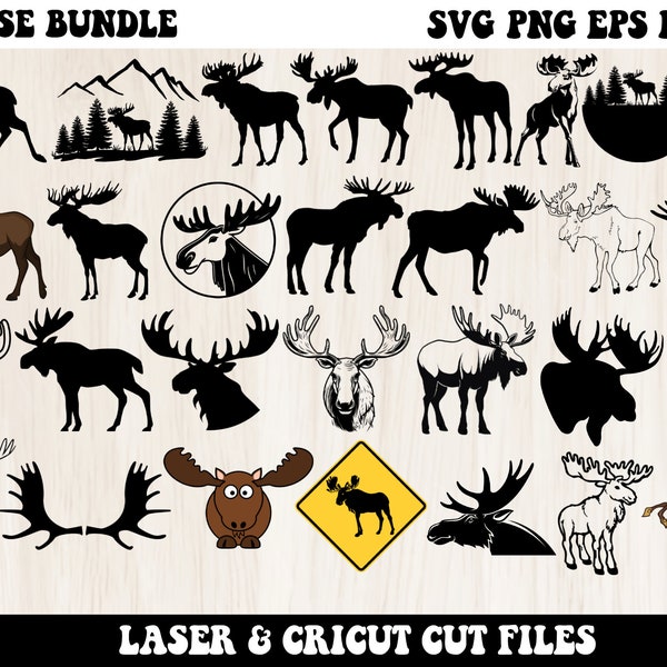 Bundle SVG orignal, orignal Svg, orignal Png, Silhouette orignal, orignal tête Svg, orignal signe Svg, orignal scène Svg, Nature Svg, Animal Svg, fichier Svg