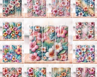 Floral Tumbler Wrap, Hawaiian Flowers Png, Hawaiian Tumbler Wrap, Floral Png, Flowers Png, Sublimation Tumbler, 20oz Tumbler Wrap, Summer