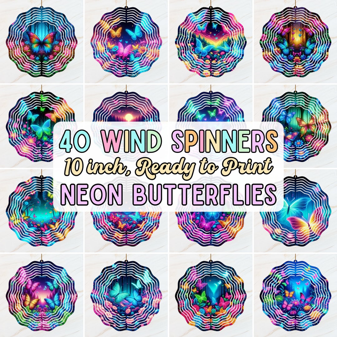 Butterfly Wind Sim Neon Butterflies Wind Spinner, Wind Spinner Png, Digital Design ...