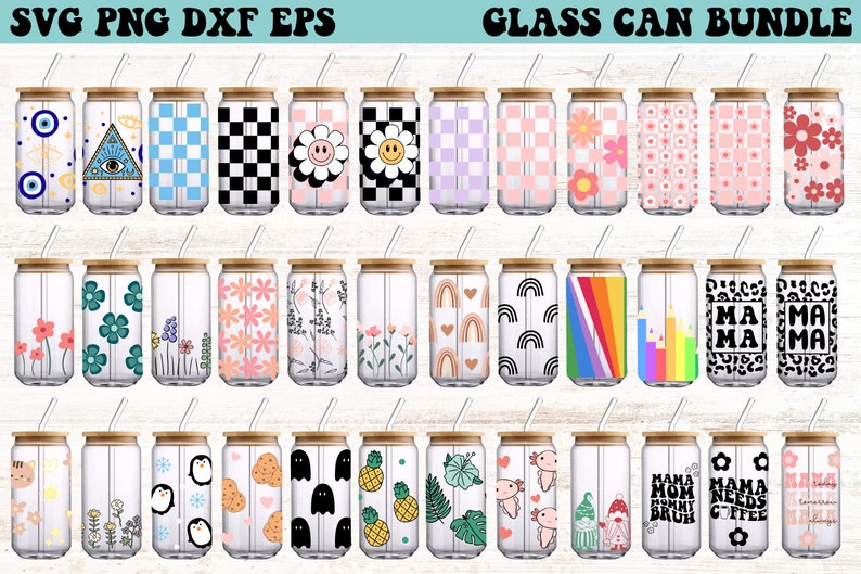 Glass Can Svg Bundle, 16oz Glass Can Bundle, Glass Can Svg, Libbey Glass Can Svg, Beer Can Glass Svg, Svg Files for Cricut, Cricut Svg image 4