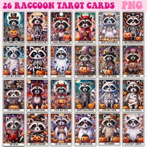 Cartes De Tarot D'halloween Png, Cartes De Tarot Png, Tarot D'halloween Png, Raton Laveur Png, Sublimation, Png De Raton Laveur D'halloween, Png Effrayant