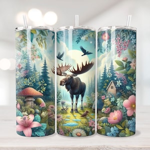 Moose Tumbler Wrap, Tumbler Wrap Png, Nature Tumbler Wrap Png, Sublimation Tumbler Wrap, 20oz Skinny Tumbler, Digital Download, Sublimation