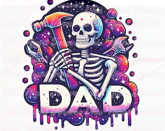 Dad Png, Fathers Day Png, Skull Dad Shirt Png, Dad Skeleton Sublimation, Handyman Skeleton Png, Trendy Png, Cool T-Shirt Png, Dad Shirt