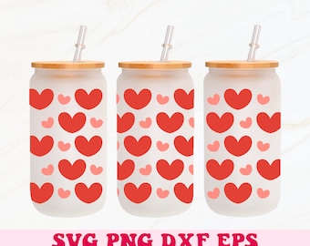 Valentines Glass Can Wrap Svg, Hearts Can Wrap Svg, Valentines Libbey Svg, Valentines Glass Can Svg, Hearts Wrap Svg, 16oz Libbey Glass Wrap