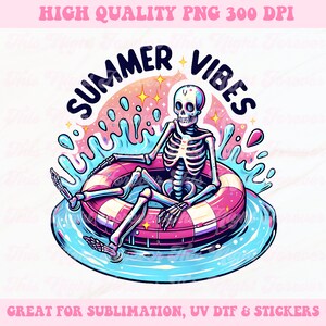 Summer Vibes PNG, Summer Skeleton Clipart, Skeleton Png, Sublimation Design, Trendy Png, Skeleton Clipart Png, Skeleton Sublimation Png