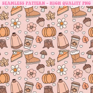 Cozy Fall Seamless Pattern, Fall Seamless Pattern, Repeat Pattern, Seamless Pattern, Fall Png, Sublimation Design, Fall Pattern Png